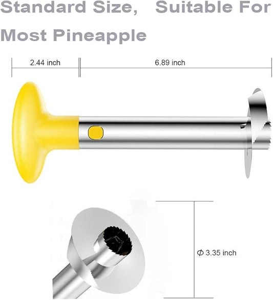 Stainless Steel Pineapple Corer and Slicer with Detachable Handle, Fruit Core Remover (3.35" Blade, 6.89" Length)