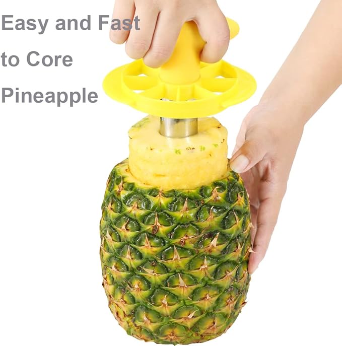 Stainless Steel Pineapple Corer and Slicer with Detachable Handle, Fruit Core Remover (3.35" Blade, 6.89" Length)