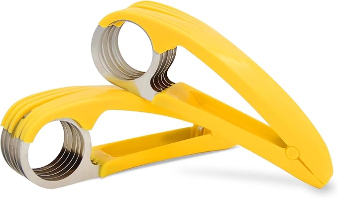 Stainless Steel Banana Slicer Multi-Blade Fruit Cutter Kitchen Tool (6.7 x 2.0 x 1.5 Inch)