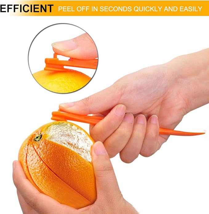 Orange Peeler Citrus Peel Cutter - Plastic Fruit Slicer Lemon Opener Remover - Fruit & Vegetable Tools - Kitchen Accessories Cooking Knife Gadget - Green, 2 Pack