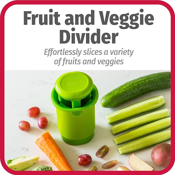 Everyday Fruit and Vegetable Divider - Cuts smaller fruits and vegetables into quarters, perfect for meal prep and sheet pan meals, slices safely and mess-free