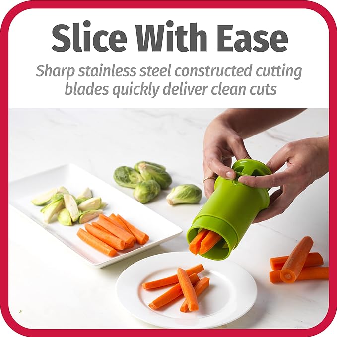 Everyday Fruit and Vegetable Divider - Cuts smaller fruits and vegetables into quarters, perfect for meal prep and sheet pan meals, slices safely and mess-free
