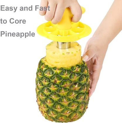 Stainless Steel Pineapple Corer and Slicer with Detachable Handle, Fruit Core Remover (3.35" Blade, 6.89" Length)
