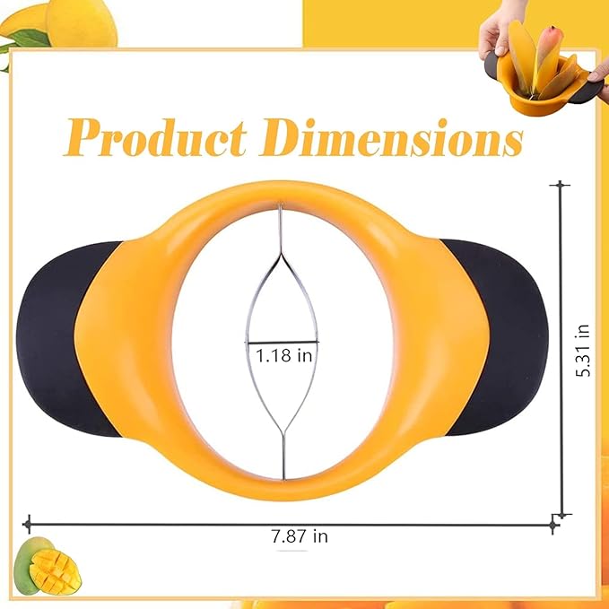 Mango Slicer,Mango Pit Remover Tool,Mango Cutter with Stainless Steel Blade With Rubberized Handle for Easy Coring（with 1*Fruit Fork+1*Opener）