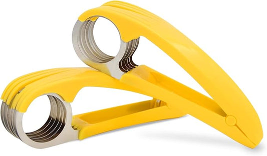 Stainless Steel Banana Slicer Multi-Blade Fruit Cutter Kitchen Tool (6.7 x 2.0 x 1.5 Inch)
