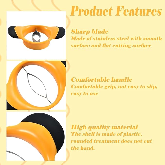 Mango Slicer,Mango Pit Remover Tool,Mango Cutter with Stainless Steel Blade With Rubberized Handle for Easy Coring（with 1*Fruit Fork+1*Opener）