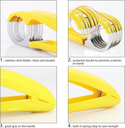 Stainless Steel Banana Slicer Multi-Blade Fruit Cutter Kitchen Tool (6.7 x 2.0 x 1.5 Inch)