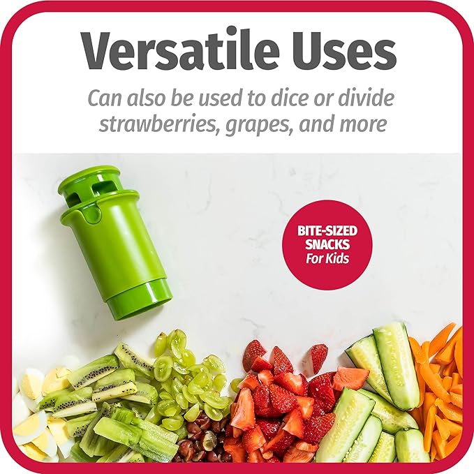 Everyday Fruit and Vegetable Divider - Cuts smaller fruits and vegetables into quarters, perfect for meal prep and sheet pan meals, slices safely and mess-free